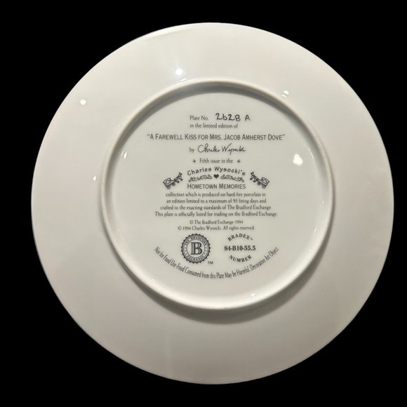 Vintage Collector Plate "A Farewell Kiss for Miss Jacob Amherst Dove" - Picture 2 of 2